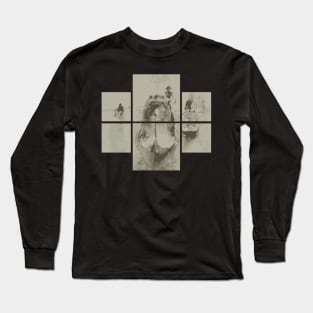 Vintage Minimalist Gondolas, Grand Canal, Venice, Squares, Geometric Long Sleeve T-Shirt